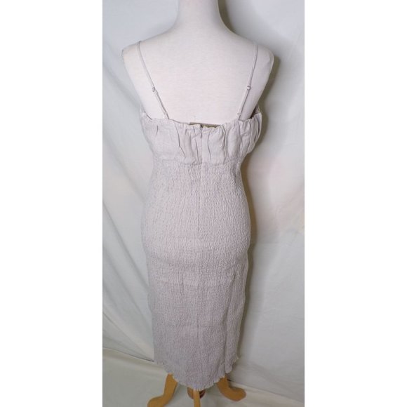 J CREW Smocked Linen Dress Flax Cotton 14 #BI587 NEW - Picture 9 of 11
